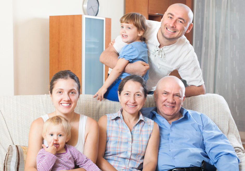 Ordinary three generations family in home